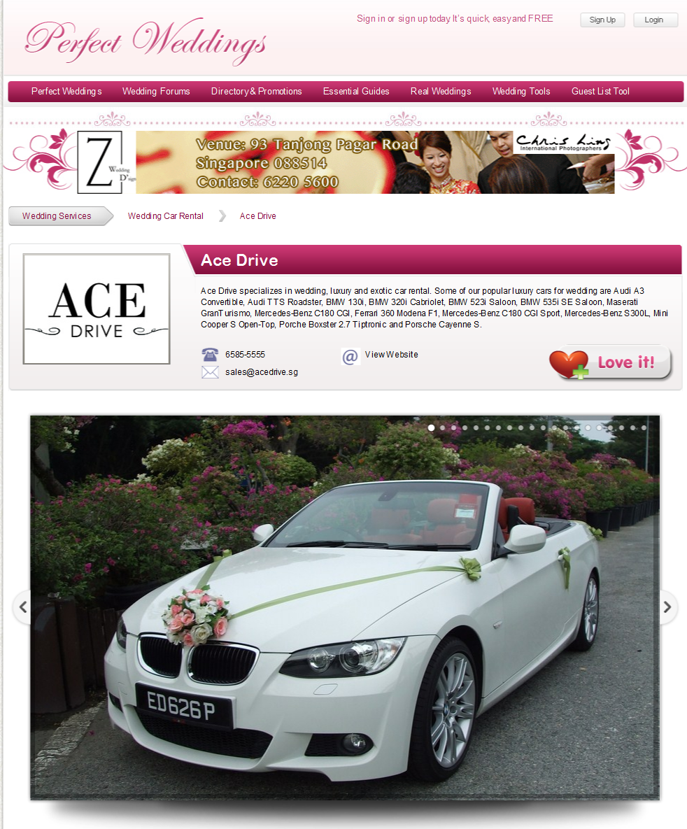 Ace Drive Featured at Perfect Weddings Forum Singapore
