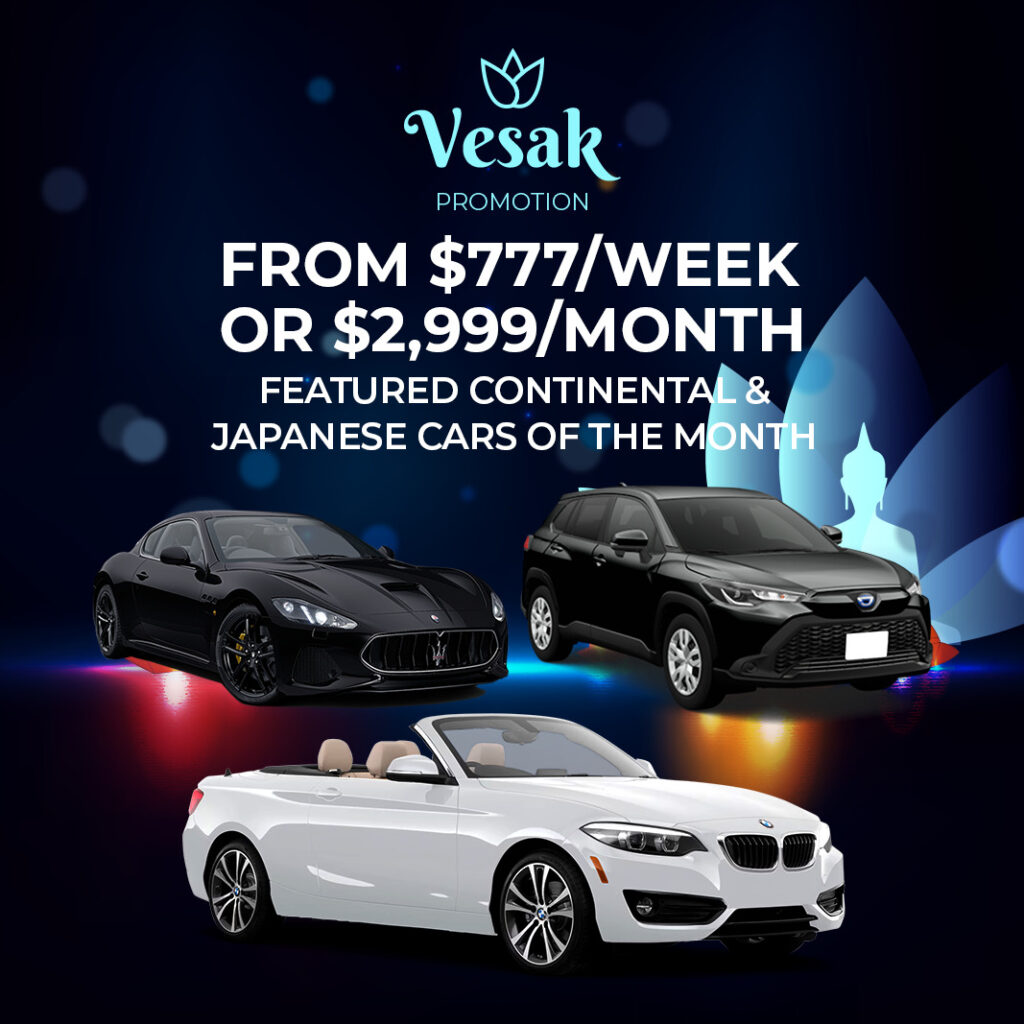 From $777/Week $2999/Month Featured Continental Japanese Cars of the Month